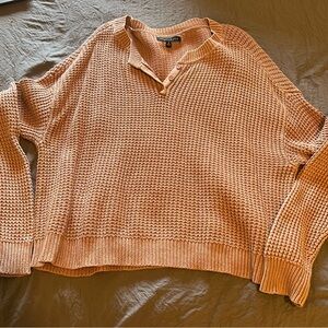 Kendall & Kylie Tan V-Neck Sweater with Chunky Knit